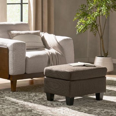CAVINAS Plush Upholstered Ottoman Bench, Ottoman Foot Rest, Bedroom End Bench, Entryway Padded Footstool with Birch Wood Legs