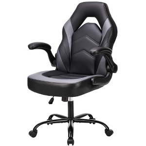 Vynxaria Gaming Chair - PU Leather Computer Chair Ergonomic Office Chair with Lumbar Support, Adjustable Rolling Desk Chairs with Flip-up Armrests - 1 of 4