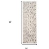 HomeRoots 8' Gray And Ivory Geometric Runner Rug - 3 of 4