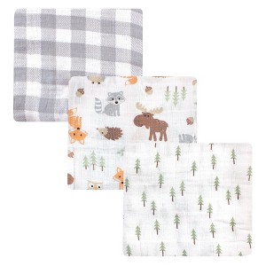 Hudson Baby Infant Boy Cotton Muslin Swaddle Blankets, Woodland 3-Pack, One Size - 1 of 2