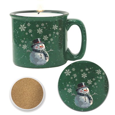 Courtside Market CM Snowman Cozy Candle Mug & Ceramic Coaster Set