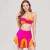 Anna-Kaci Swim Women's Colorblock Twist Bikini Top with Flared Swim Skirt Bottom for Playful and Sporty Beachwear Look - 2 of 4