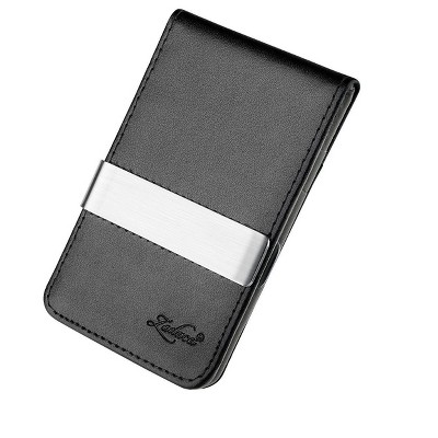 ZODACA Genuine Leather Money Clip Wallet, Black/ Gray