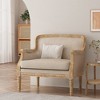 35'' Upholstered Fabric French Country Inspired Club Chair with Intricately Carved Accents, Weathered Finish and Rubberwood Frame - 3 of 4