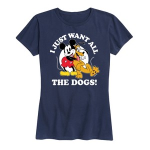 Women's - Disney - Mickey Mouse and Pluto I Just Want All The Dogs Short Sleeve Graphic T-Shirt - 1 of 4