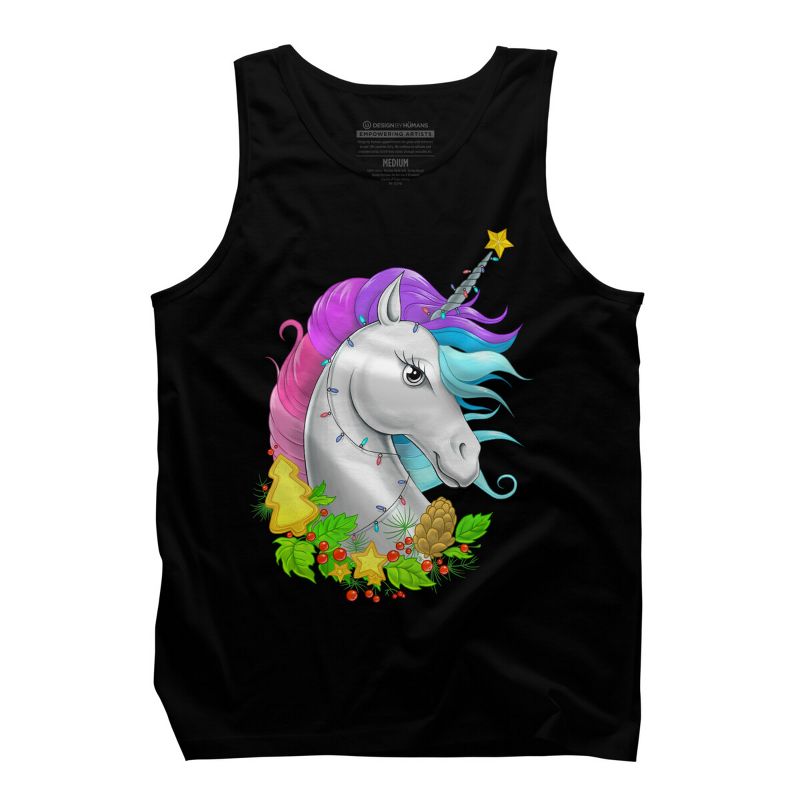 Men's Design By Humans Christmas unicorn By NikKor Tank Top, 1 of 5
