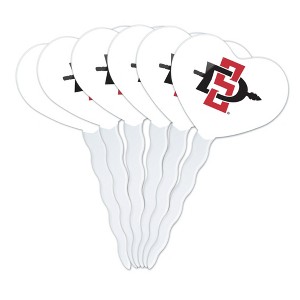 San Diego State University Primary Logo Heart Love Cupcake Picks Toppers Decoration Set of 6 - 1 of 4