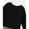 Deux par Deux Girl Bi-Material Dress Black and Houndstooth - 4 of 4