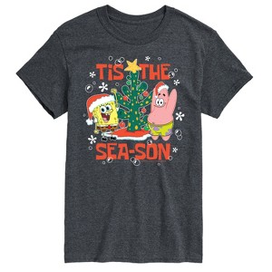 Men's - SpongeBob SquarePants - Tis The Season Christmas Spongebob and Patrick Short Sleeve Graphic T-Shirt - 1 of 4