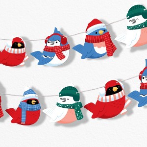 Big Dot of Happiness Winter Birds Garland Banner, Winter Holiday Party Decorations Backdrop, 30 Feet of Cord, 15 Paper Christmas Shapes Double-Sided - 1 of 4