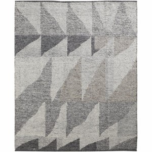 Gray and Ivory Wool Geometric Hand Knotted Area Rug - 1 of 4