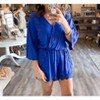 Women's Solid Deep V Neck Lace Romper - Shewin Inc. - 3 of 3