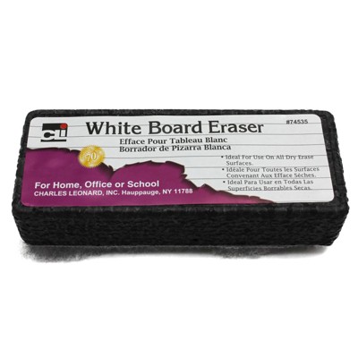 Charles Leonard Eraser, Whiteboard, Felt/Foam, Gray and Black, 1 Eraser (Pack of 6)
