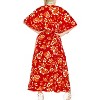 LA LEELA Women's House Daily Routine Evening Wear Holiday Casual Loungewear Loose Slit Dress Caftan Maxi House Sleep Shirt for Women 2X-3X Red, Floral - 2 of 3