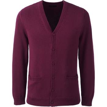 Lands' End School Uniform Men's Cotton Modal Button Front Cardigan Sweater
