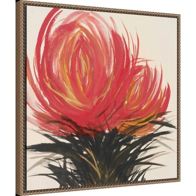 Clover Blossom II Red Floral Canvas Print with Bronze Frame