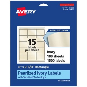 Avery Pearlized Ivory Rectangle Labels with Sure Feed Technology, 2" x 2-5/8" - 1 of 4