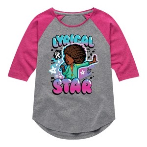 Girls' - Karma's World - Lyrical Star Airbrush Style Shirt Tail Raglan Graphic T-shirt - 1 of 3