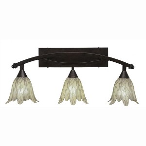 Toltec Lighting Bow 3 - Light Vanity in  Bronze with 7" Vanilla Leaf Shade - 1 of 1