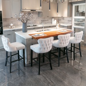 Lyngins Luxury Counter Height Bar Stool Set of 2, Waist-Wrapping Backrest, Counter Stools with Back Buttons, Dining Chairs for Kitchen/Home Bar - 1 of 4