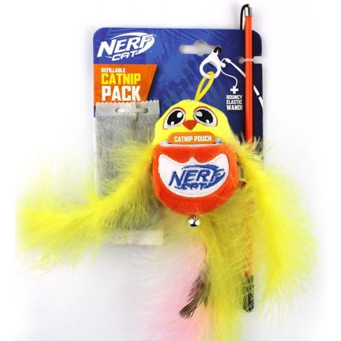 Nerf Cat 3.5 Plush Bird With Catnip Pouch And Wand Cat Toy : Target