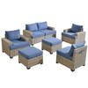 XIZZI All-Weather Rattan Furniture, Sectional Sets w/ Optional Solar Light-Up Coffee Table & Ottoman, Choose 6-9pc Configs in 8 Fade Resistant Colors - 2 of 4