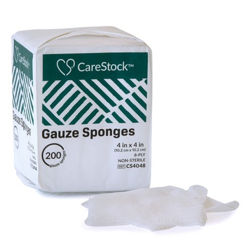 CareStock Gauze Sponge, 4 x 4 in. 8-Ply - Highly Absorbent Cotton Wound Dressing - Non-Sterile - image 1 of 4