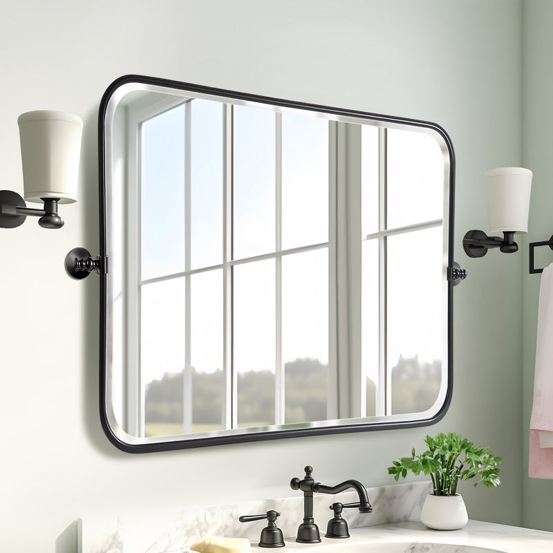 Neutypechic Metal Frame Rectangle Mirror Pivot Bathroom Vanity Mirror, 2 of 9