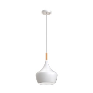 DORESshop 1-Light Industrial Farmhouse Hanging White/ Balck  Pendant Ceiling Light with Metal Dome Shade for Kitchen Island Dining Room - 1 of 4