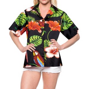 LA LEELA Hawaiian Shirts Womens Casual Summer Beach Party Blouse Shirt Tropical Colorful Short Sleeve Vacation Tops Dress Shirts Dresses - 1 of 4