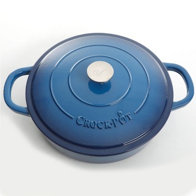Sapphire Blue 5 Quart Enameled Cast Iron Braiser Pan with Lid