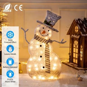 LED Christmas Snowman Decoration Light Collapsible Battery Operated - 1 of 4