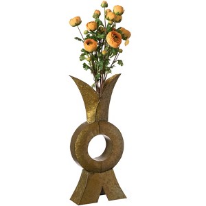 Uniquewise Style Galvanized Gold Metal Design Large Floor Vase for Entryway, Living Room, or Dining Room - Vase for Flowers, Branches, or Greenery - 1 of 4