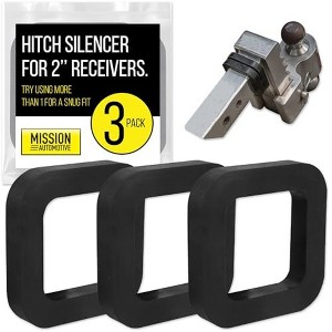 Mission Automotive 3 Pack Silencer Pads for 2 Inch Ball Mounts - Reduce Rattle and Noise Between Receivers and Tow Hitches - 1 of 4