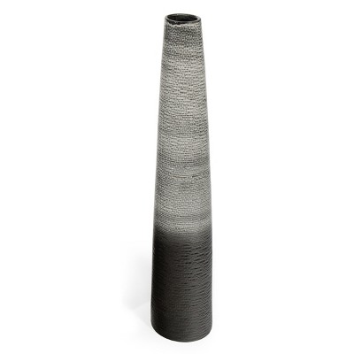 HomeRoots 39" Black And Gray Ombre Tapered Ceramic Floor Vase