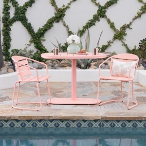 VisioGear Patio Bistro Sets, 3 Pieces Patio Dining Sets with Metal Table Top for Backyard or Poolside, Coral, 21.25"*20.75"*29.75" - 1 of 4