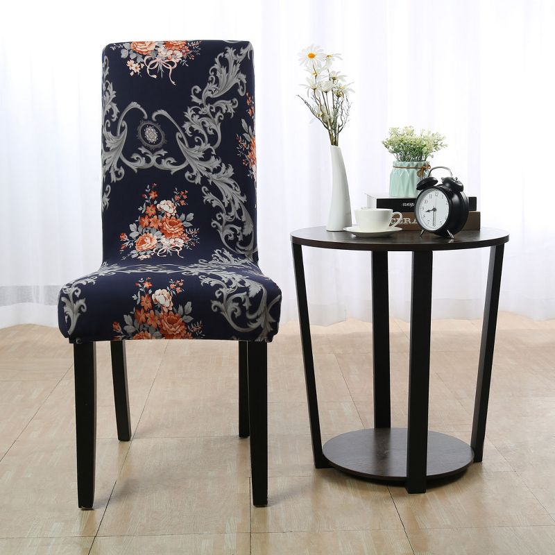 PiccoCasa Polyester Spandex Floral Printed Stretch Vintage Dining Chair Slipcovers Multicolored 1 Pc, 4 of 5