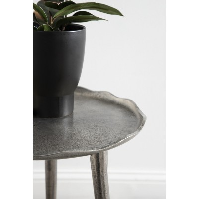 Alessia Silver Round Cast Aluminum Side Table