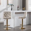 LOVMOR Set of 2 Bar Stools,with Chrome Footrest and Base Swivel Height Adjustable Mechanical Lifting Velvet + Golden Leg Simple Bar Stoo - 2 of 4