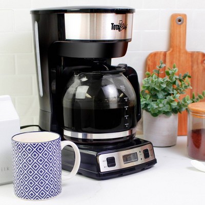 Sleek 12-Cup Black Stainless Steel Programmable Coffee Maker