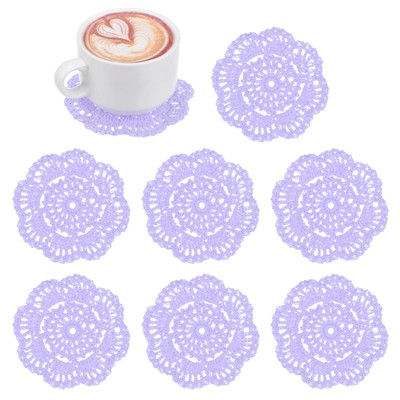 Unique Bargains Round Handmade Crochet Cotton Cup Coaster Placemats Home Decoration
