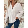 Women's Waffle Knit Sweatshirt Soft Button Front Pullover Classic Fall/Winter Essential In Neutral Tones - 3 of 4
