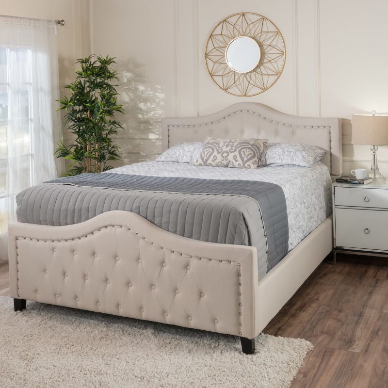 Queen Virgil Upholstered Bed Set Ivory - Christopher Knight Home, 3 of 6