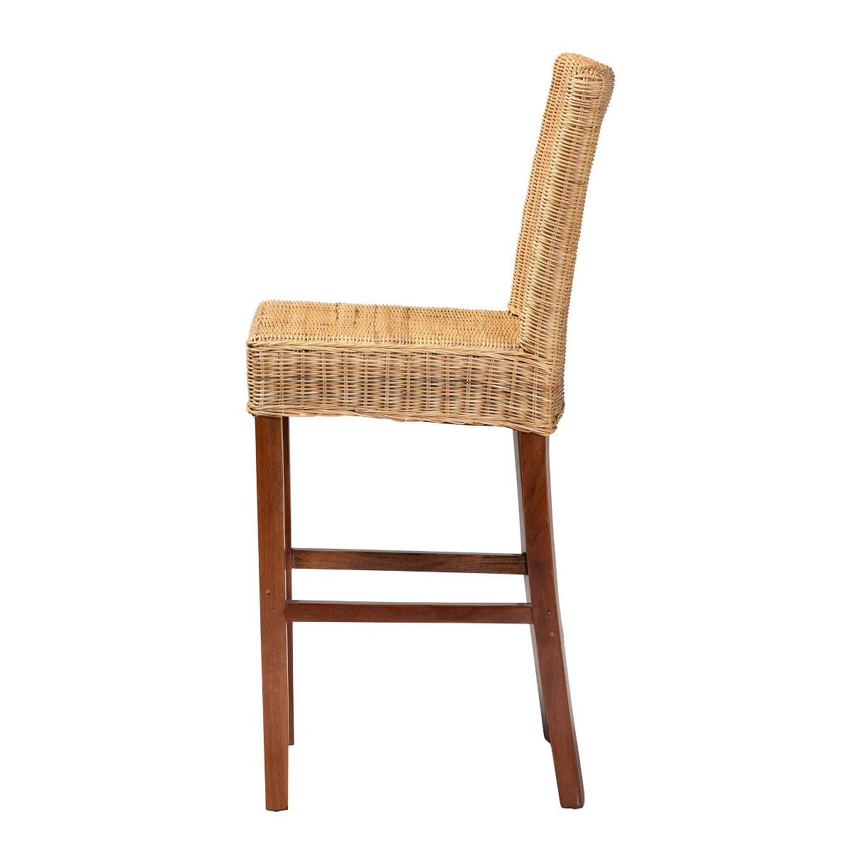 Racquel Natural Rattan & Mahogany Wood Barstool: Ergonomic, No Assembly - bali & pari - thumbnail 4