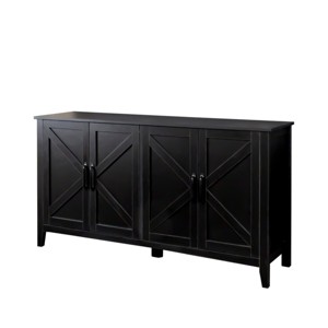TopComfy Decorative Storage Cabinets Cabinet With 4 Doors And 4 Open Shelgves Sideboard Storage Cabinet For Kitchen, Black, 59.06"*15.75"*31.5" - 1 of 4