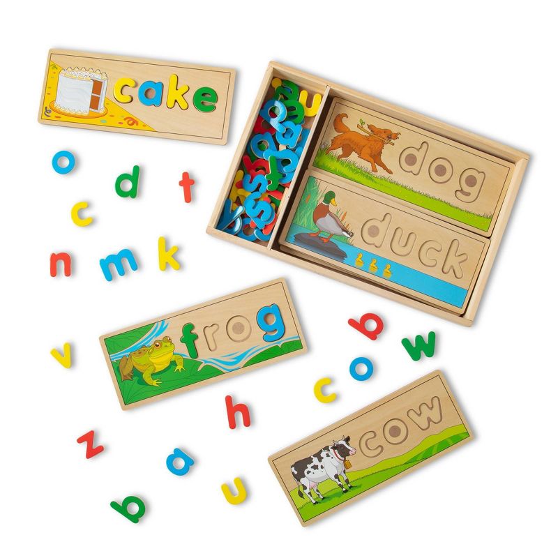 Melissa &#38; Doug See &#38; Spell Wooden Educational Toy With 8 Double-Sided Spelling Boards and 64 Letters, 1 of 18