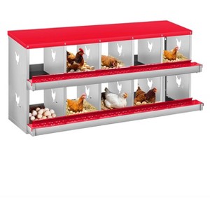 Chicken Nesting Boxes, Two-Tier Metal Chicken Egg Laying Box,Large Vented Holes for Egg Collection - 1 of 4