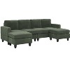 Homy Casa Modular Corduroy Sectional Sofa with Ottoman, Soft Upholstered 4-Seat Living Room Couch, Reconfigurable Design, Green - 2 of 4