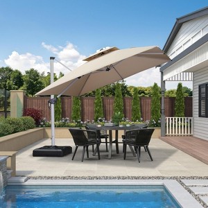 PURPLE LEAF 9/10/11/12ft Square Patio Cantilever Umbrella with Base Windproof Offset Heavy Duty Sun Umbrella for Pool Lawn Garden 360 Degree Rotation - 1 of 4