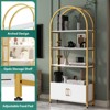 71.5" Tall Arched Bookshelf with Doors, Industrial Freestanding Bookcase with Sturdy Metal Frame for Home & Office - 4 of 4